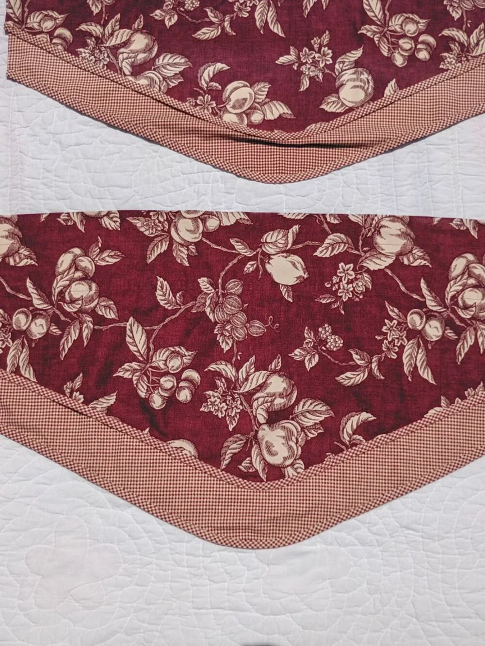 Set of 3 Waverly Garden Room Curtain Valances Ascot Red Gingham Fruit and Floral